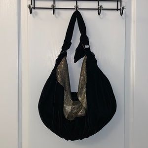 Icing / Claires Black Velvet with Sequin Silver / Bronze Bag